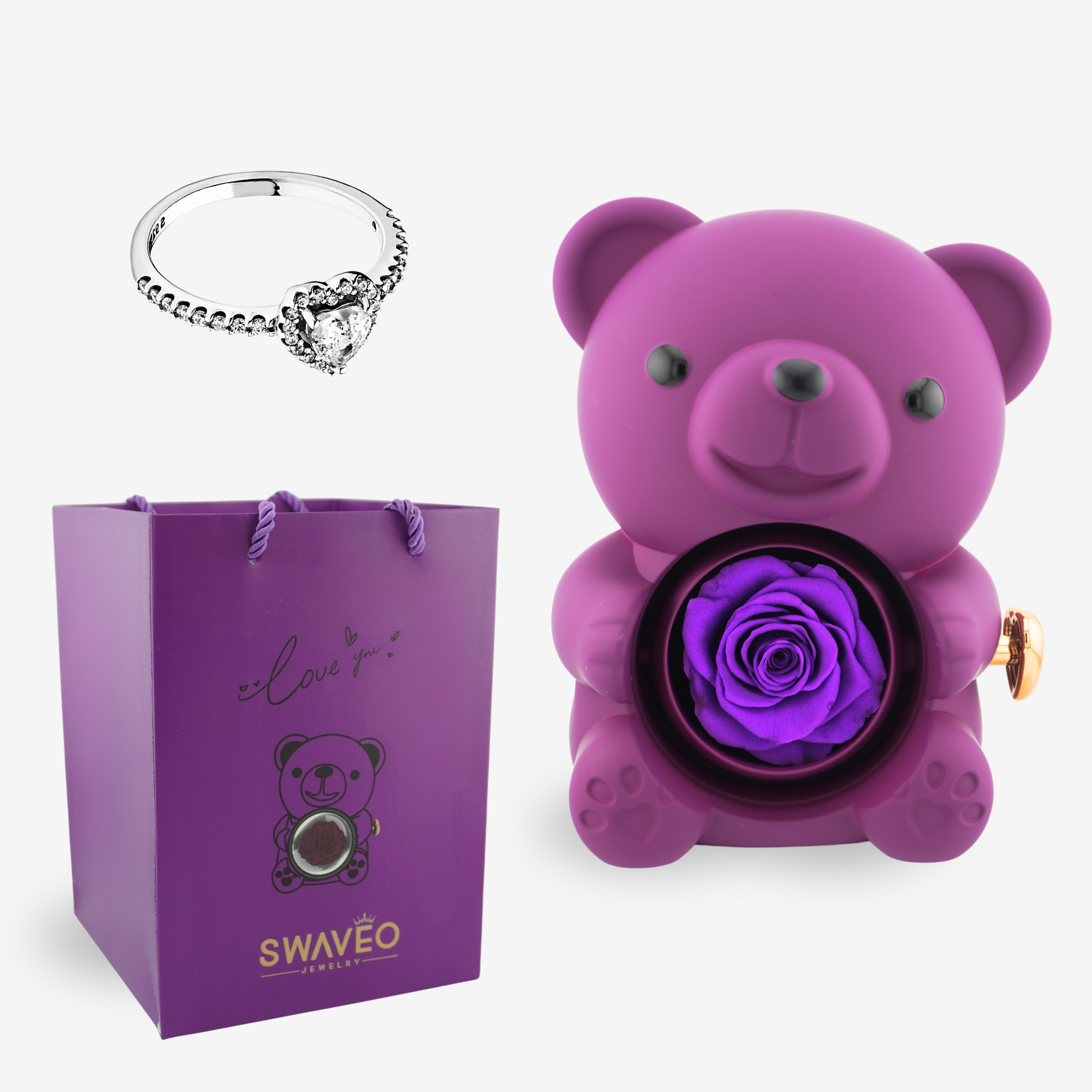 Forever Rose Bear W/ Promise Ring