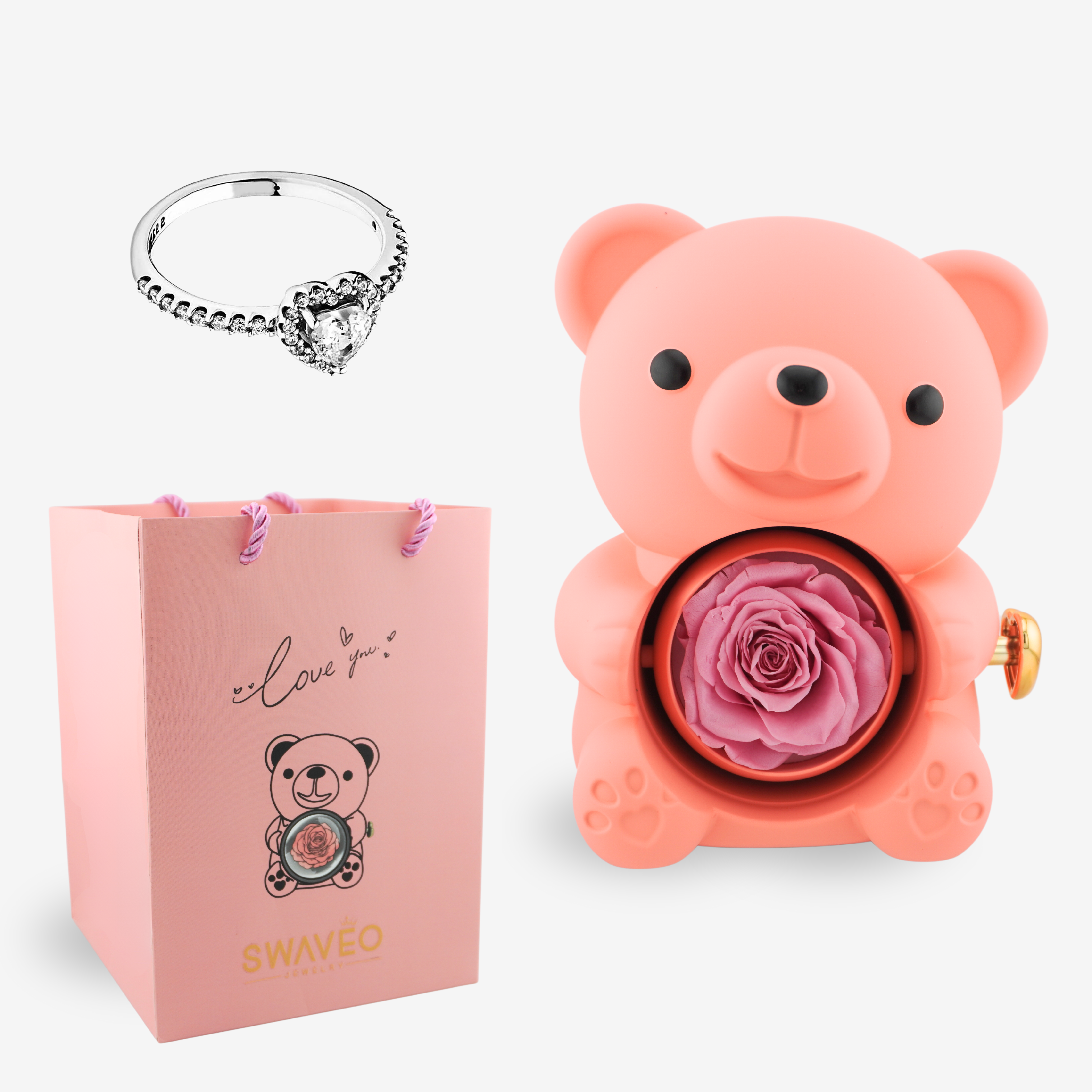 Forever Rose Bear W/ Promise Ring